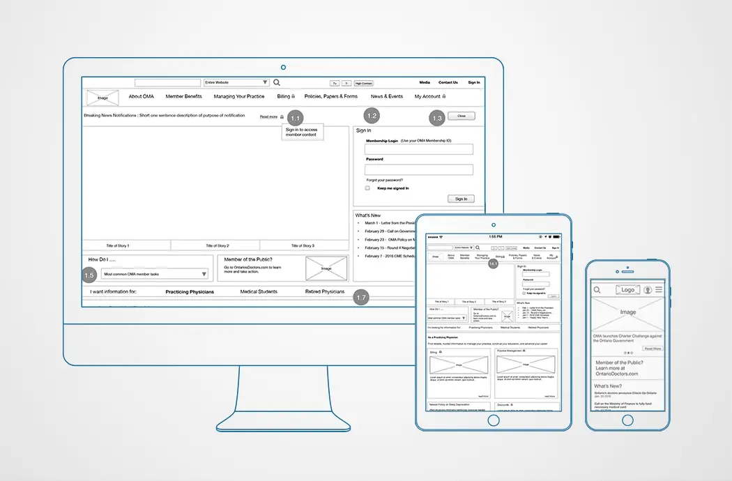 OMA wireframes